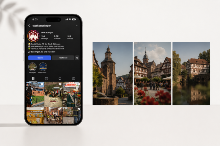 Instagram-Auftritt der Stadt Büdingen auf dem Smartphone